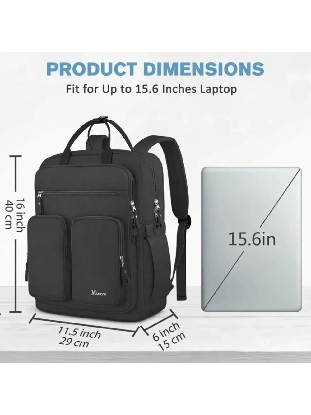 Stylish Travel Backpack for Women, TSA-Friendly Laptop Compartment, Black